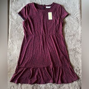 NWT Michael Kors Women's Burgundy Blue Paisley Print Short Sleeve Dress XL